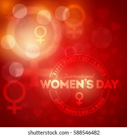 Happy International Women's Day, Celebration Banner. Abstract Background Lights Theme Greeting Card, Vector Elements, Flyer, Poster Design