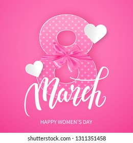 Happy International Women's Day decorative postcard banner, 8 March, vector illustration