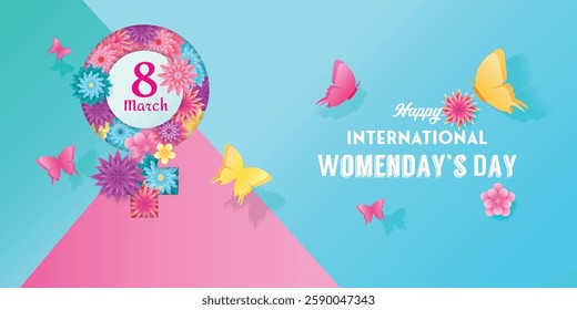 happy international Women's day design, 8 March International Women's Day with banner, poster, flyer, cover desin.
