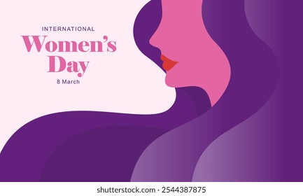 Feliz Dia Internacional da Mulher Design Plano. Design feminino bonito para fundo e modelo de banner