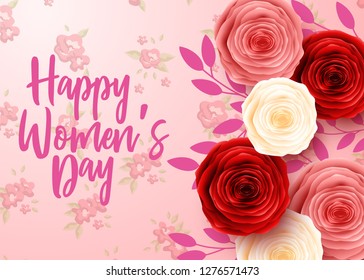Happy International Women's Day with flower background