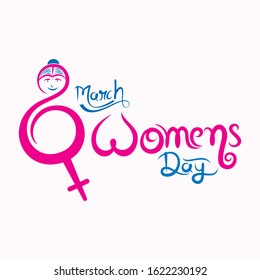 Happy International women's day greeting card design, abstract women day typography design