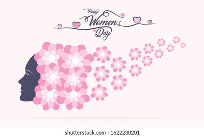 Happy International women's day greeting card design, abstract fashionable women sketch design