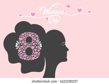 Happy International women's day greeting card design, abstract women sketch design
