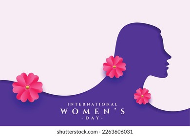 happy international women's day holiday card with paper style lady face vector