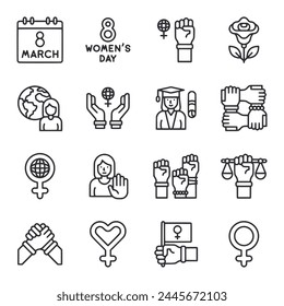 Happy International Womens day icon set