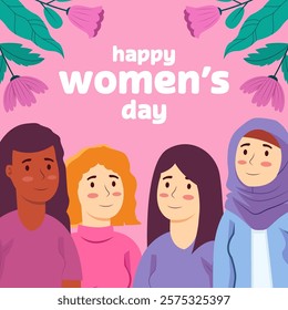 happy international women's day illustration in flat style design