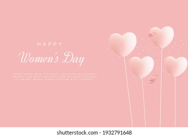 Happy international women's day with love balloons