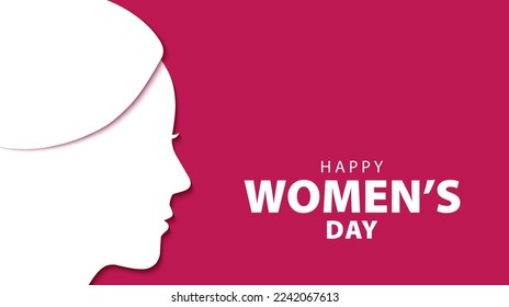 Happy International Women's Day. March 8th. Minimalist design women's day concept. Pink background for greeting cards, banners, posters. Vector illustration	