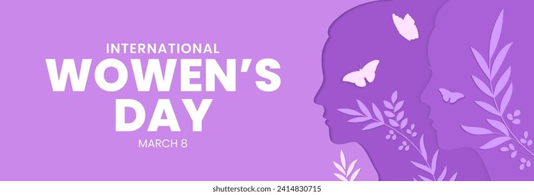 Happy International Womens Day. March 8. Women's day concept design in paper art style. Vector illustration