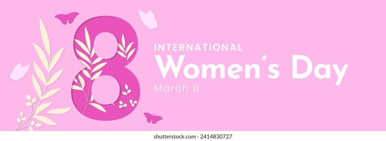 Happy International Womens Day. March 8. Women's day concept design in paper art style. Vector illustration