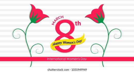 Happy International Women's Day on March 8th. Vector illustration for banners, backgrounds, logo, text, elements, posters, and greeting cards.