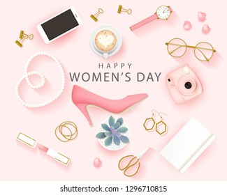 Happy International Women's Day on March 8th design background