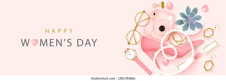 Happy International Women's Day on March 8th design background