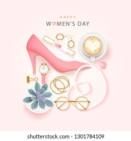 Happy International Women's Day on March 8th design background