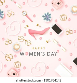 Happy International Women's Day on March 8th design background