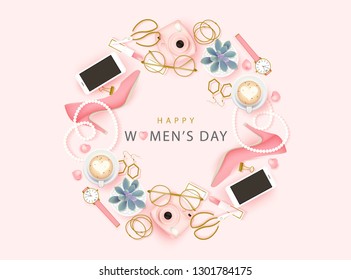 Happy International Women's Day on March 8th design background