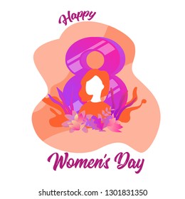 Happy International Women's Day on March 8th design background, illustration woman with modern design, easy edit, vector