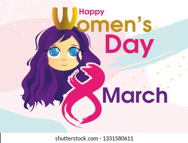 Happy International Women's Day on March 8, beautiful queen design, Illustration celebration layout. 