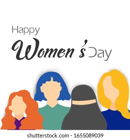 Happy International Women's Day on March 8th design background. Vector Illustration.