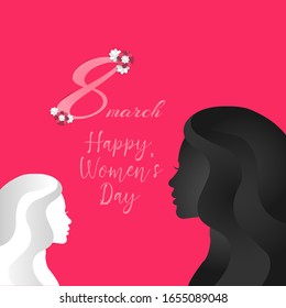 Happy International Women's Day on March 8th design background. Vector Illustration.