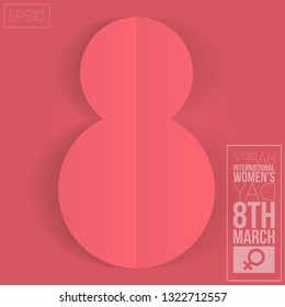 Happy international women's day poster with origami design template. Woman sign.