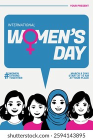 Happy international womens day poster or flyer design. Women's Day banner design vector. March 8, International Women's Day. women's day print flyer or poster design