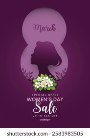 Happy international womens day sale flyer design. Women's Day banner design vector. March 8, International Women's Day.