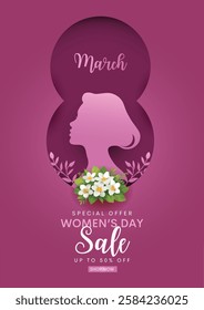 Happy international womens day sale flyer design. Women's Day banner design vector. March 8, International Women's Day.