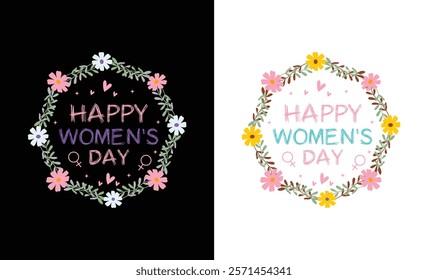 Happy International women's day typography design, Women's Day T-shirt Design, Happy International Women's Day 8Th March