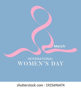 Happy international women's day vector illustration. Simple .pink ribbon