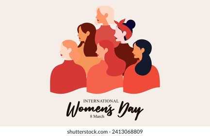 Happy International Women's Day. Vector Illustration of Women with Different Cultures