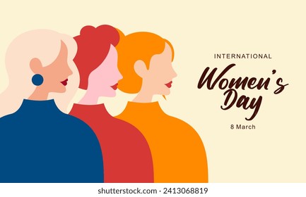 Happy International Women's Day. Vector Illustration of Women with Different Cultures