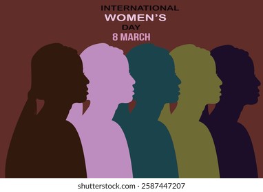 Happy International Women's Day. Vector Illustration of Women with Different Cultures. poster design