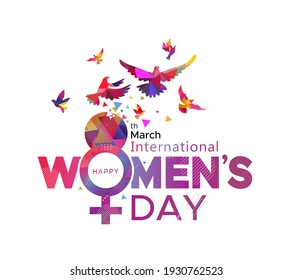 happy international women's day. woman sign and typography