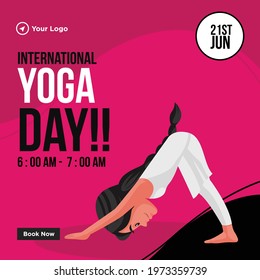 Happy International yoga day banner design. Vector graphic illustration.