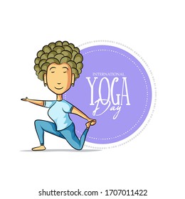 Happy international yoga day with woman silhouette