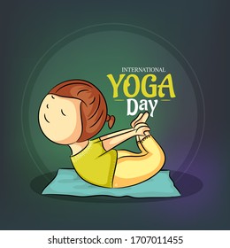 Happy international yoga day with woman silhouette