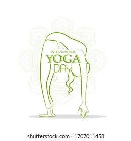 Happy international yoga day with woman silhouette