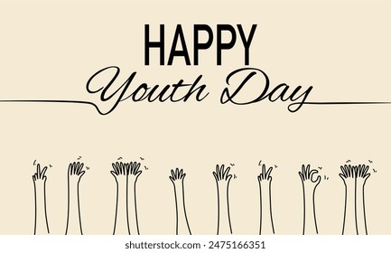 Happy International Youth Day. August 12 International Youth Day. World Youth Day awareness. Perfect for poster, banner, greeting card, background, flyer, template. Vector illustration