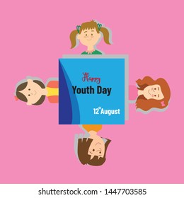 Happy International youth Day, can be used for banner, gretting card or poster