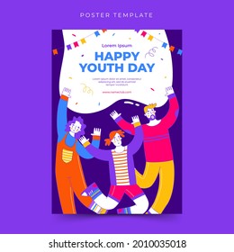 Happy international youth day poster template