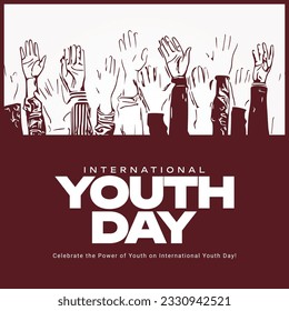 Happy international youth day social media design banner template, the young generation