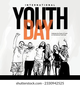 Happy international Youth Day Social Media Design-Banner-Vorlage, die junge Generation