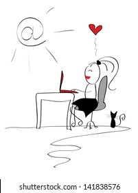 happy internet girl