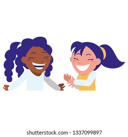 happy interracial girls characters