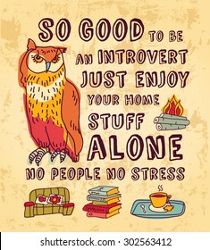 Happy introvert concept art color sign. Concept art about happy introvert. Color vector illustration. EPS8.