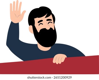 Happy Iran man peeking, Happy Iran Revolution Day