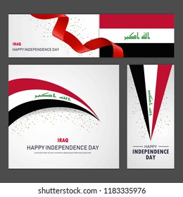 Happy Iraq independence day Banner and Background Set