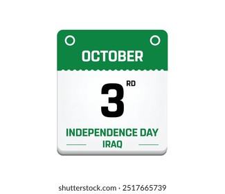 Happy Iraq Independence Day Design, Independence Day of Iraq with calendar date, National Day of Iraq, Iraq, Vector illustration of Iraqi Independence Day on white background, Editable vector Design